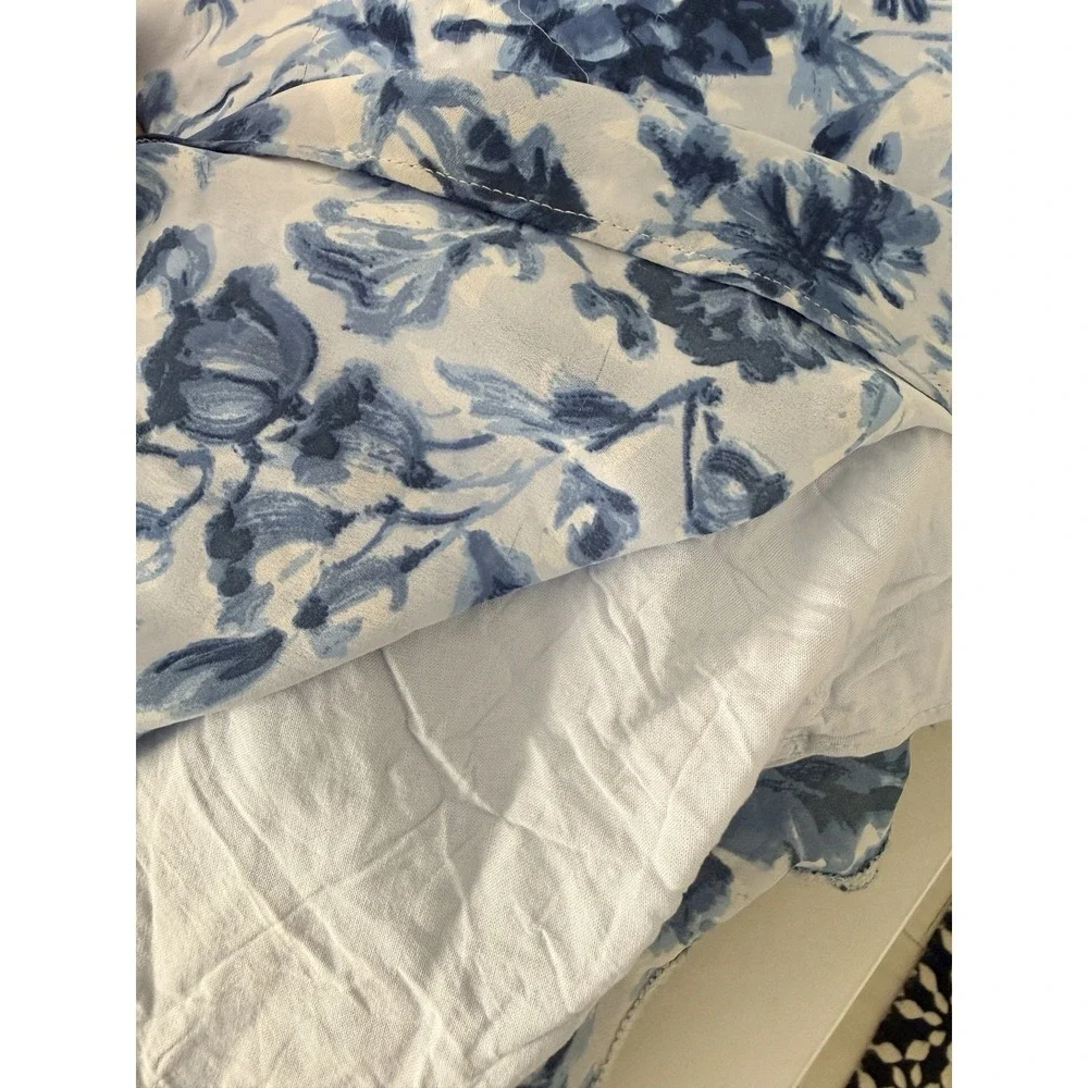 Abercrombie‎ & Fitch Floral Maxi Dress LT TALL Blue White Cottagecore Side Smock